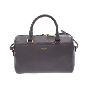 SAINT LAURENT Baby Duffle Bag Gray Calfskin Handbag